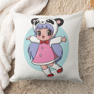 Panda Angel: Adorable Anime Girl Hoaring Hoch Kissen