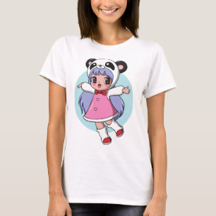 Panda Angel: Adorable Anime Girl Hoaring Hoch T-Shirt