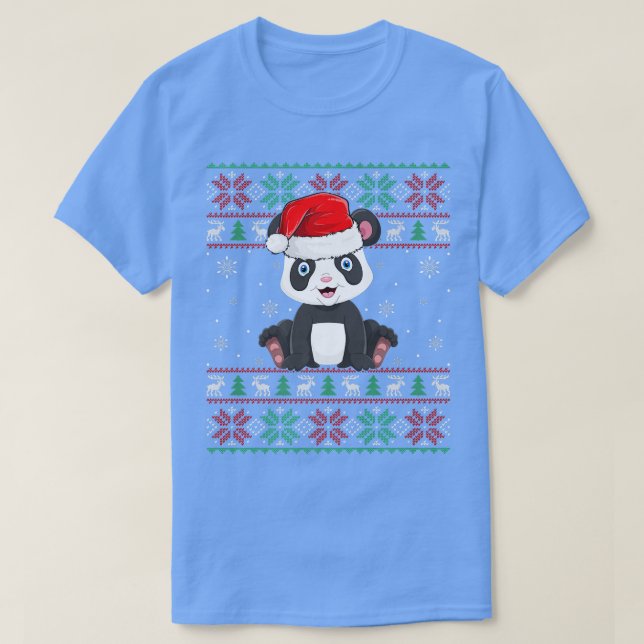Panda Animal Lover Xmas Lights Ugly Santa Panda Ch T-Shirt (Design vorne)