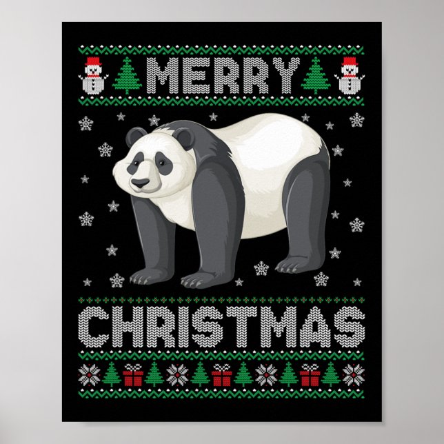 Panda Animal Men Women Kinder Ugg Weihnachtskraut Poster (Vorne)