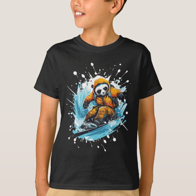 Panda Animal Snowboarden Cool Snowboard T-Shirt (Vorderseite)