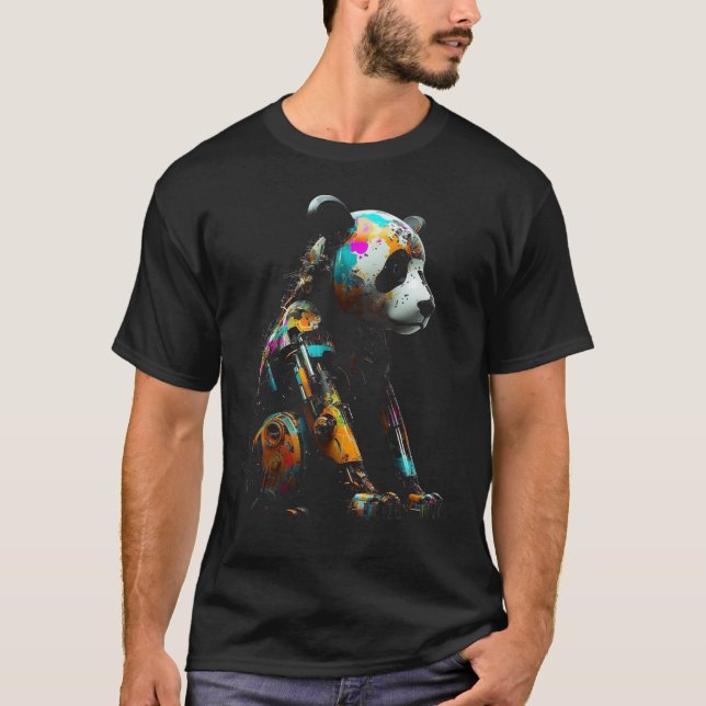 Panda Art farbenfroh Fantasy Animal Robot Panda T-Shirt (Vorderseite)