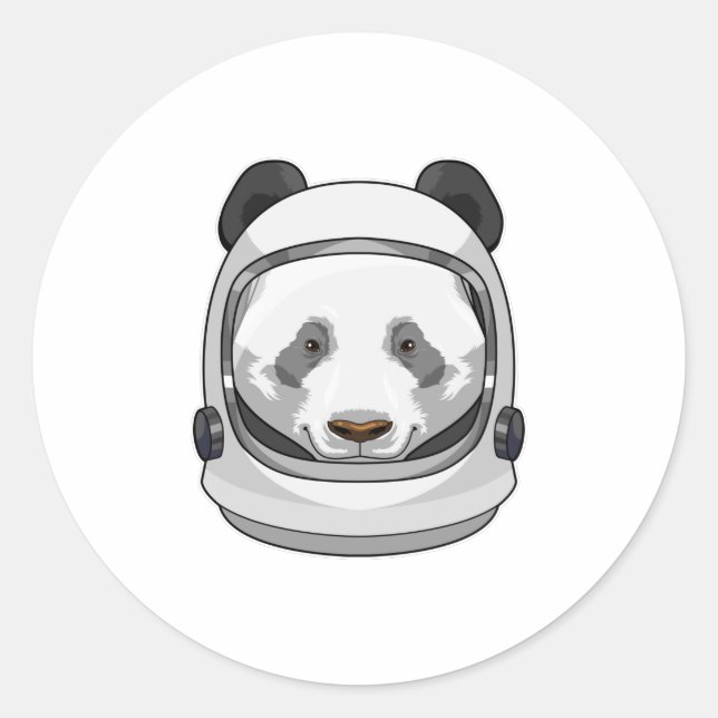Panda as Astronaut with Helmet Runder Aufkleber (Vorderseite)