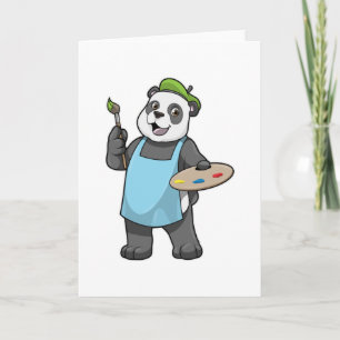 Panda as Painter with Brush & Colour Karte
