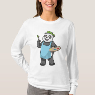 Panda as Painter with Brush & Colour T-Shirt