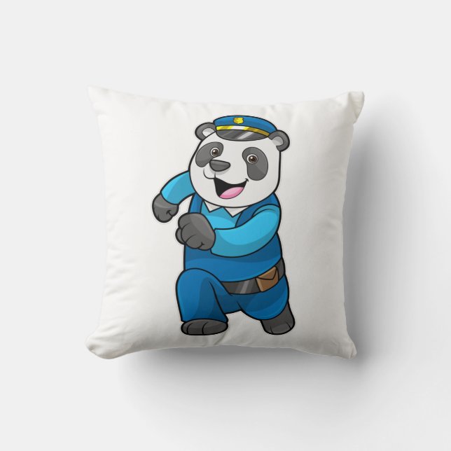 Panda as Police officer with Police hat Kissen (Vorderseite)