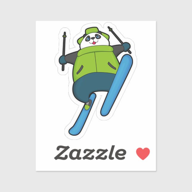 Panda as Ski jumper with Ski Aufkleber (Blatt)