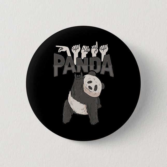 Panda Asl Hand Gesture Deaf Hörverlust Bewusstsein Button (Vorderseite)
