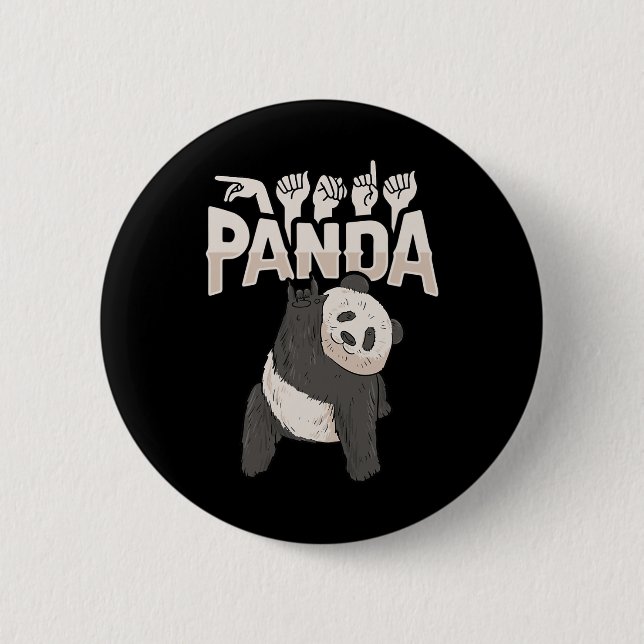Panda Asl Hand Gesture Deaf Hörverlust Bewusstsein Button (Vorderseite)