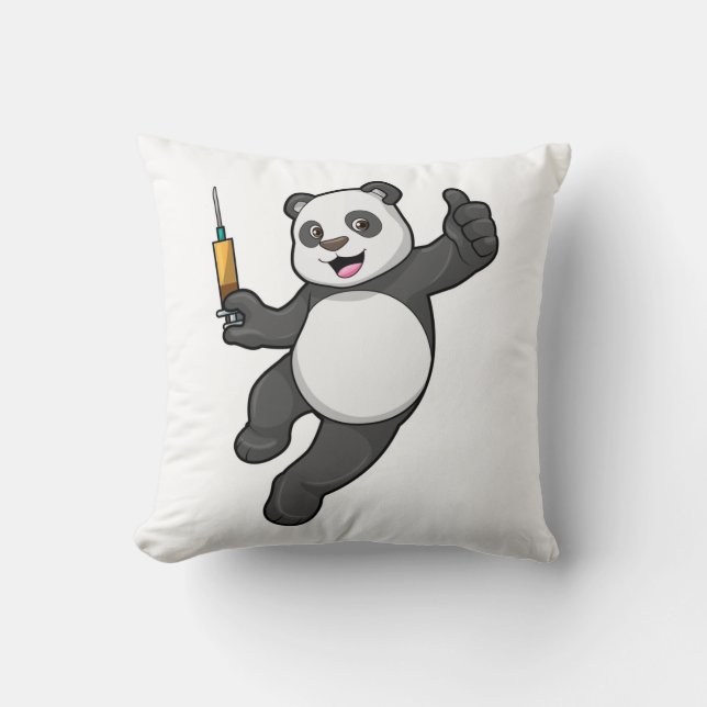 Panda at Vaccination with Syringe Kissen (Vorderseite)