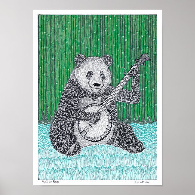 Panda auf Banjo Poster (Vorne)