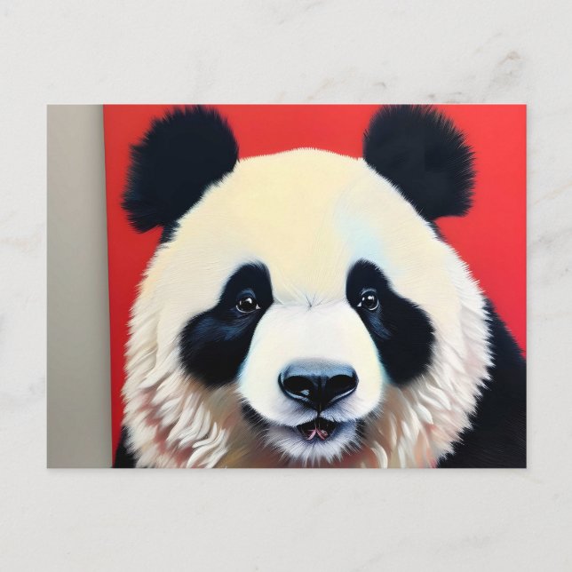 Panda auf rotem Hintergrund Postkarte (Vorderseite)