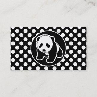 Panda auf schwarzen und weißen Polka-Punkten Visitenkarte