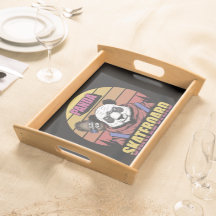 Panda auf Skateboard Retrostil Big Serviertablett