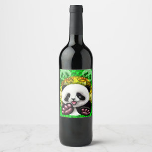 Panda-Baby-Bär niedlich und glücklich Weinetikett