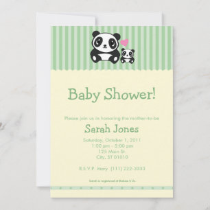 Panda Baby Dusche - Green & Cream Einladung