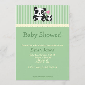 Panda Baby Dusche - Green Einladung