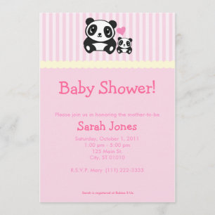 Panda Baby Dusche - Rosa Einladung