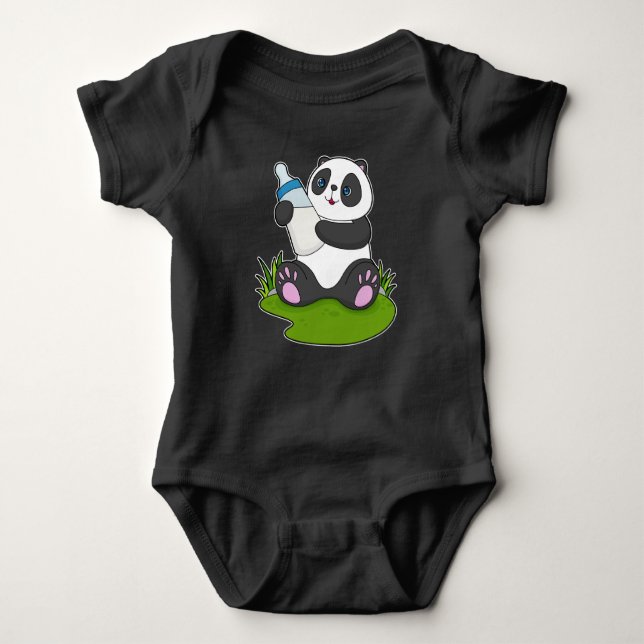 Panda Baby Flasche Milch Baby Strampler (Vorderseite)
