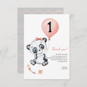 Panda baby Girl 1. Geburtstag Party Vielen Dank Dankeskarte