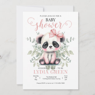 Panda-Baby-Shower-Grünzeug Mädchen-Baby-Party Einladung