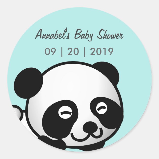 Panda Baby Shower Runder Aufkleber (Vorderseite)