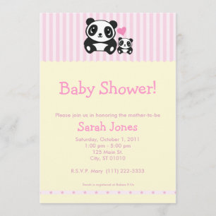Panda-Babyparty - Rosa u. Creme Einladung