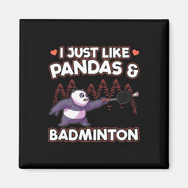 Panda Badminton I Just Liebe Pandas Magnet (Vorne)