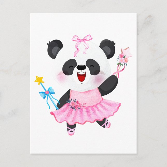 Panda Ballerina Animal Lovers Girl Postkarte (Vorderseite)