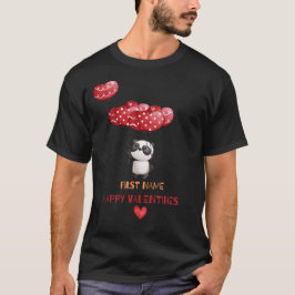 Panda Balloons Hea - Happy Valentines Personalisie T-Shirt