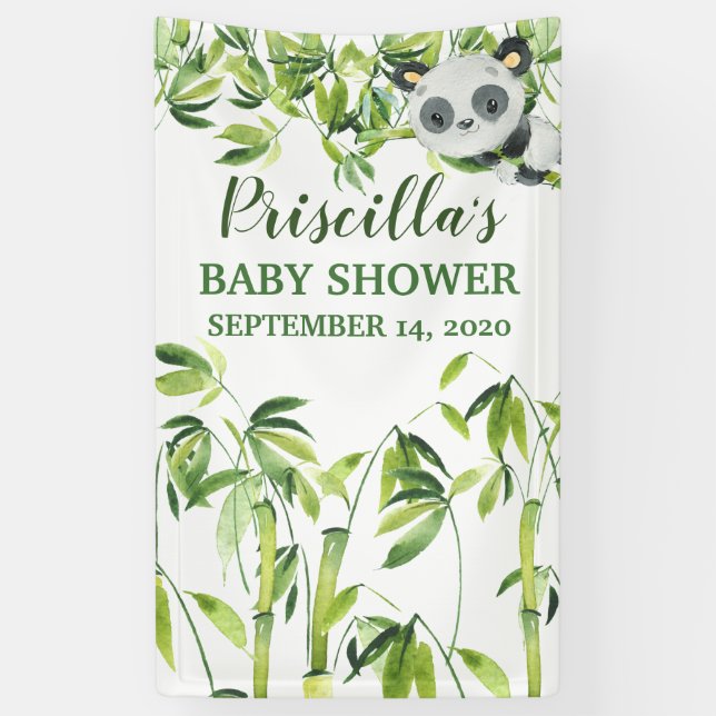 Panda Bamboo Green Baby Showbanner Banner (Vertikal)