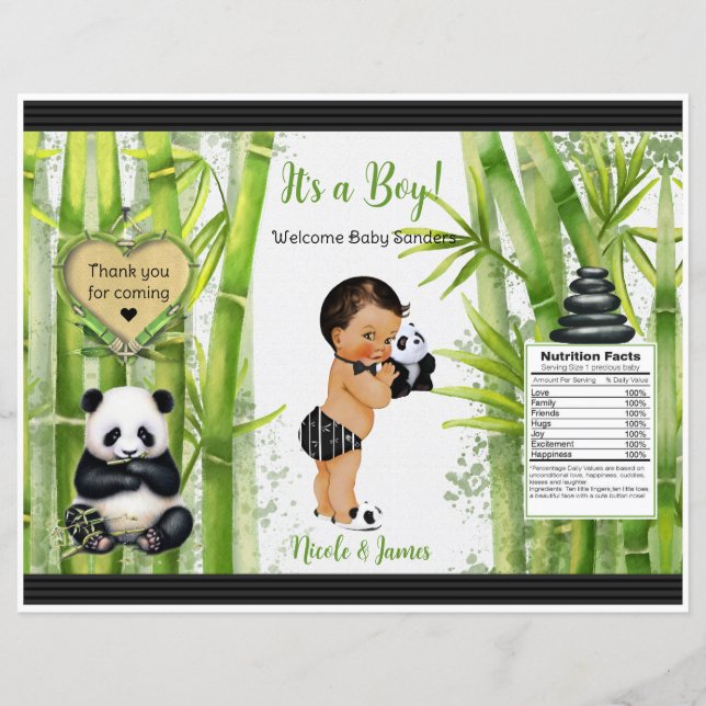 Panda Bamboo Theme Baby Boy Chip Bag (Vorderseite)