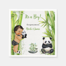 Panda Bamboo Theme Baby Boy Schwarz-weiß Green