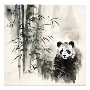 Panda Bamboo Tintenzeichnung Fotodruck