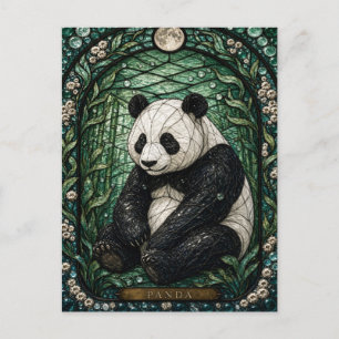 Panda-Bambus-Hain-Illumina-Buntglas Postkarte