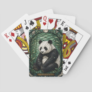 Panda-Bambus-Hain-Illumina-Buntglas Spielkarten