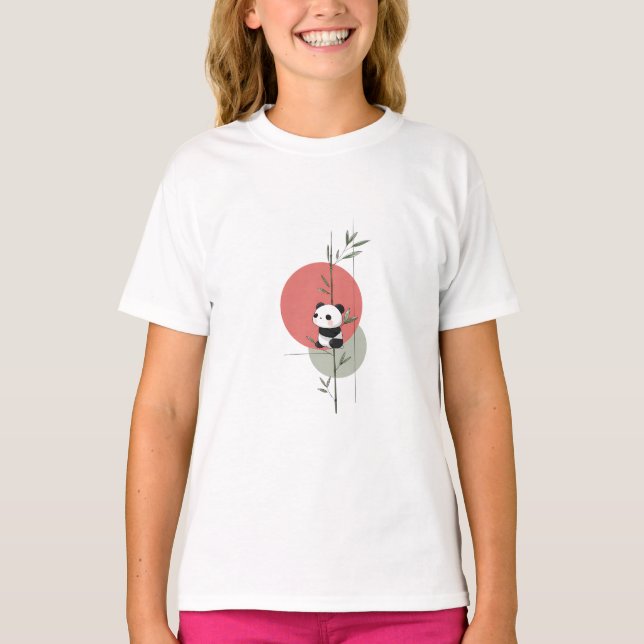 Panda Bambus Kletter Kinder T-Shirt (Vorderseite)
