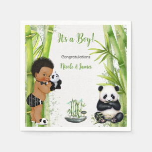Panda-Bambus-Thema Baby Junge Schwarz Weiß Grün Serviette