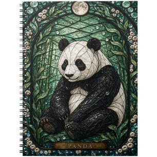 Panda Bambuswald Illumina Buntglas Notizblock