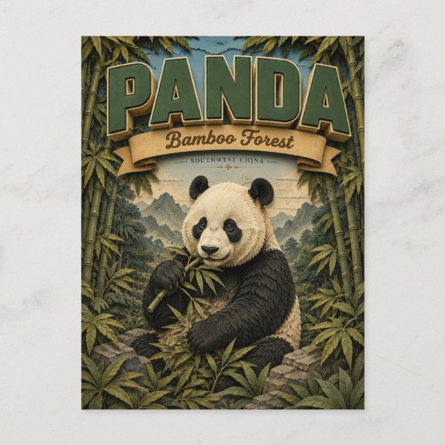 Panda-Bambuswald POPCUT Postkarte (Vorderseite)