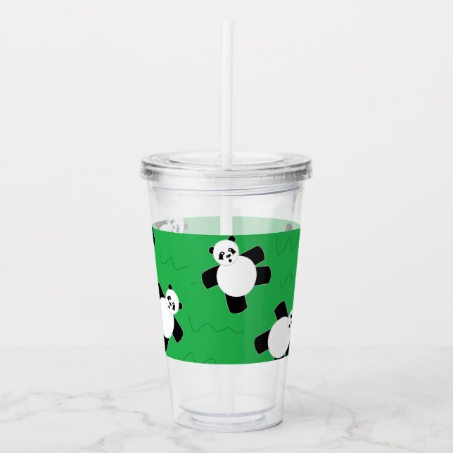 Panda-Bär auf Gras Acryltrinkbecher (Vorderseite)