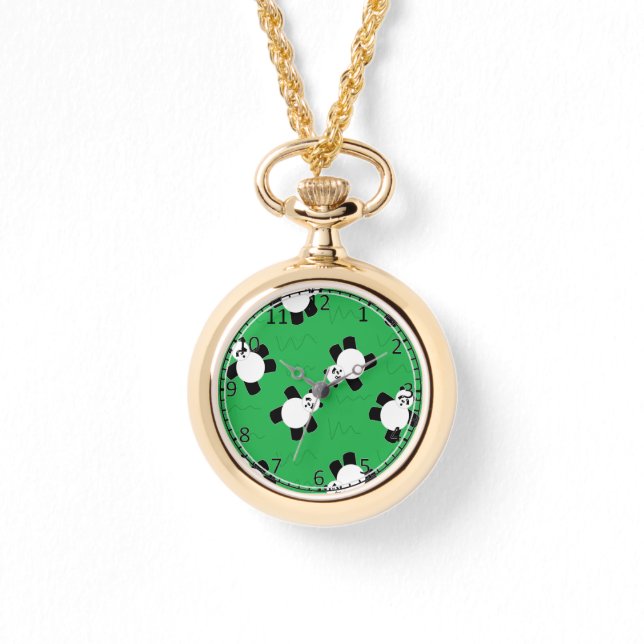 Panda-Bär auf Gras Armbanduhr (Vorderseite)