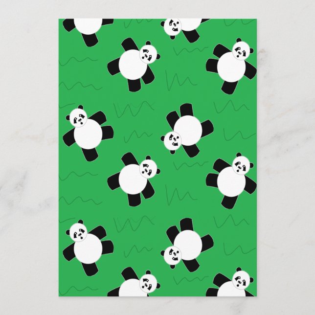 Panda-Bär auf Gras Hinweiskarte (Vorderseite)