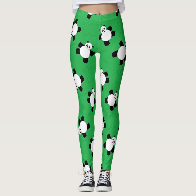 Panda-Bär auf Gras Leggings (Vorderseite)