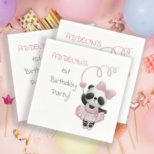 Panda-Bär-Ballerina 1. Geburtstagsfeier Serviette