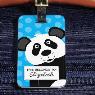 Panda-Bär Blau Kinder Süßes Tier Gepäckanhänger