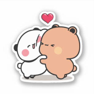 Panda-Bär, Bubu und Dudu umarmen Liebe Aufkleber