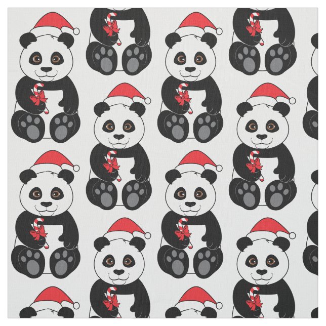 Panda-Bär, der auf Bambus am Weihnachten Snacking Stoff (Muster)