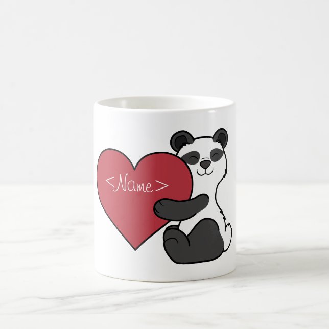 Panda-Bär des Valentines niedlicher Tagesmit rotem Tasse (Mittel)