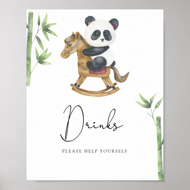 Panda Bär Drinks bediene dich Poster (Vorne)